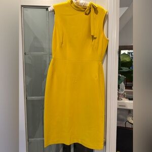 Zara Yellow Work Dress Size L Beautiful Tie in Front